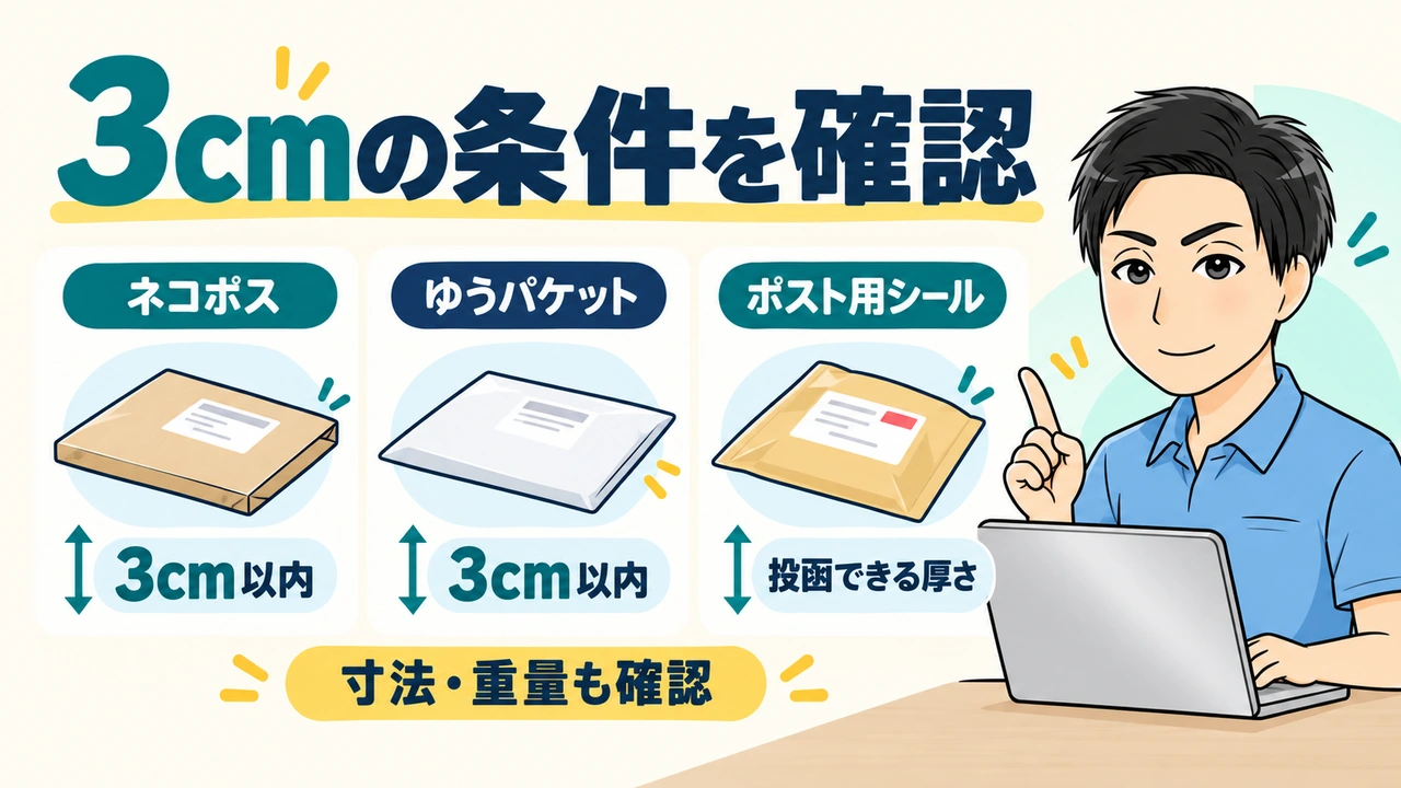 メルカリは3センチを超えても大丈夫?3つの配送方法で確認